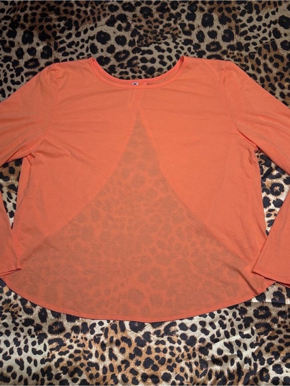 Fabletics Coral Peach Long Sleeve Open Split Back Activewear Top